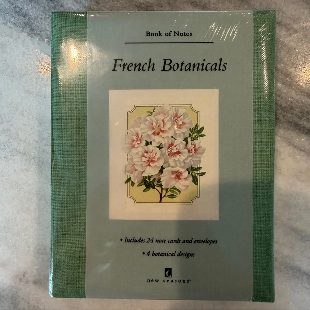 French Botanicals Book of Note Card Set 24 Cards & Envelopes 4 Designs NEW